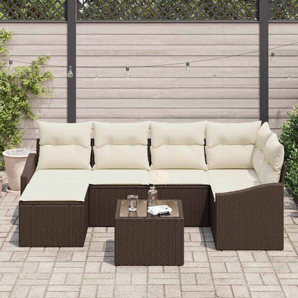 Soffset med kudde 7 pcs Brun konstrotting