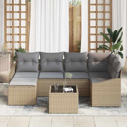 Soffset med kudde 7 pcs Beige konstrotting
