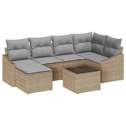 Soffset med kudde 7 pcs Beige konstrotting