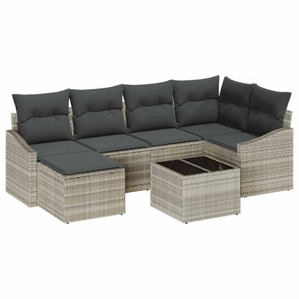 Soffset med kudde 7 pcs Ljusgrå konstrotting