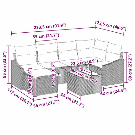 Soffset med kudde 7 pcs Svart konstrotting