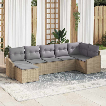 Soffset med kudde 7 pcs Beige konstrotting