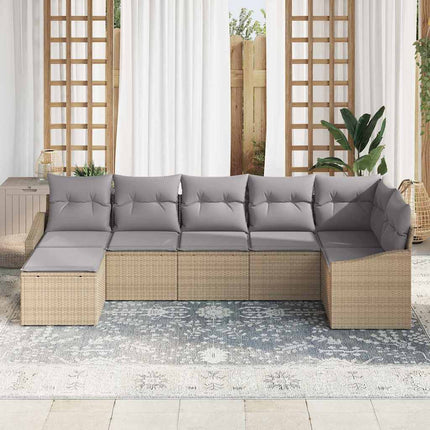 Soffset med kudde 7 pcs Beige konstrotting