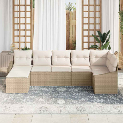 Soffset med kudde 7 pcs Beige konstrotting
