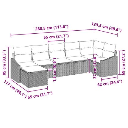 Soffset med kudde 7 pcs Svart konstrotting