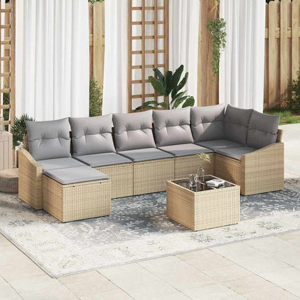 Soffset med kudde 8 pcs Beige konstrotting