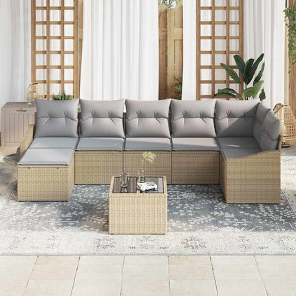 Soffset med kudde 8 pcs Beige konstrotting