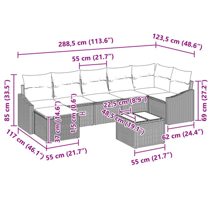 Soffset med kudde 8 pcs Svart konstrotting