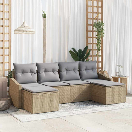 Soffset med kudde 6 pcs Beige konstrotting