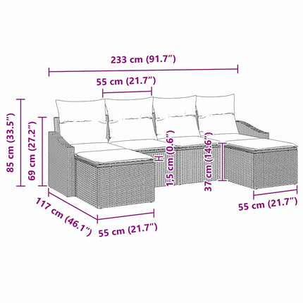 Soffset med kudde 6 pcs Beige konstrotting