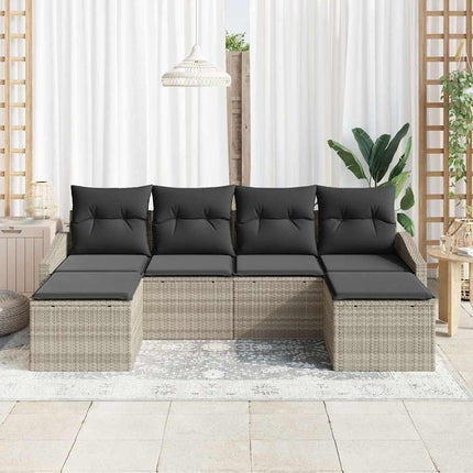 Soffset med kudde 6 pcs Ljusgrå konstrotting