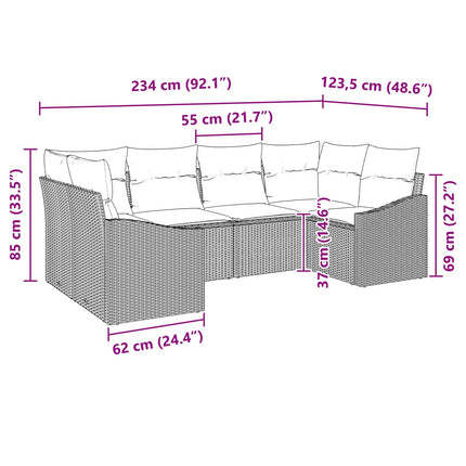 Soffset med kudde 6 pcs Svart konstrotting