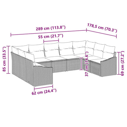 Soffset med kudde 9 pcs Brun konstrotting