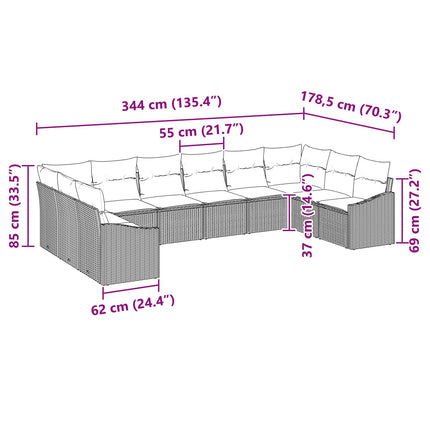 Soffset med kudde 10 pcs Svart konstrotting