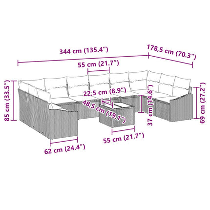 Soffset med kudde 11 pcs Beige konstrotting