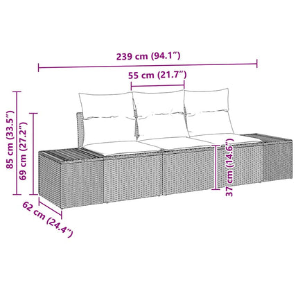 Soffset med kudde 3 pcs Svart konstrotting