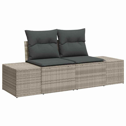 Trädgårdsoffset med kudde 6 pcs Ljusgrå konstrotting