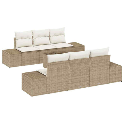 Trädgårdsoffset med kudde 7 pcs Beige konstrotting