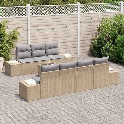 Trädgårdsoffset med kudde 8 pcs Beige konstrotting