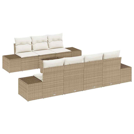 Trädgårdsoffset med kudde 8 pcs Beige konstrotting