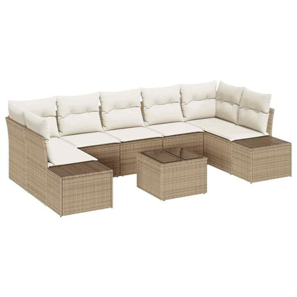 Trädgårdsoffset med kudde 8 pcs Beige konstrotting