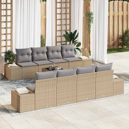 Trädgårdsoffset med kudde 7 pcs Beige och Ljusgrå konstrotting