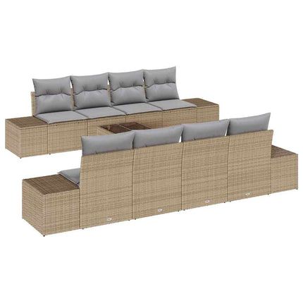 Trädgårdsoffset med kudde 7 pcs Beige och Ljusgrå konstrotting