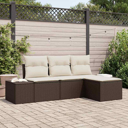Trädgårdsoffset med kudde 4 pcs Brun konstrotting