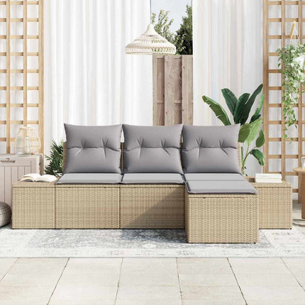 Trädgårdsoffset med kudde 4 pcs Beige konstrotting