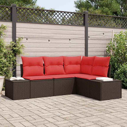 Trädgårdsoffset med kudde 4 pcs Brun konstrotting