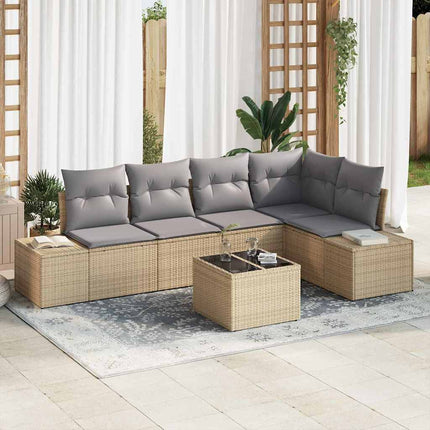 Trädgårdsoffset 6 st Beige konstrotting