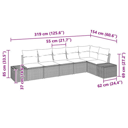 Trädgårdsoffset 6 pcs Beige och gräddfärgad konstrotting