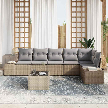 Trädgårdsoffset 7 st Beige och Grå konstrotting