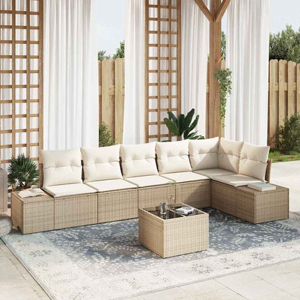 Trädgårdsoffset 7 pcs Beige och gräddfärgad konstrotting