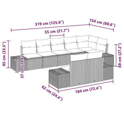 Trädgårdsoffset 8 pcs Beige och gräddfärgad konstrotting