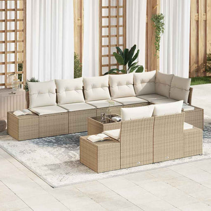 Trädgårdsoffset 9 pcs Beige och gräddfärgad konstrotting