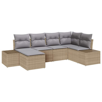 Trädgårdsoffset med kudde 6 pcs Beige och Grå konstrotting
