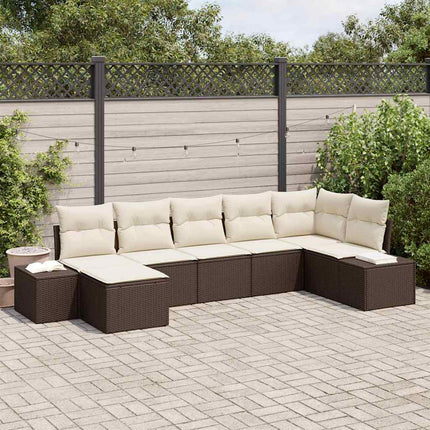Trädgårdsoffset med kudde 7 pcs Brun konstrotting