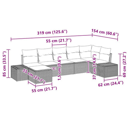 Trädgårdsoffset med kudde 7 pcs Brun konstrotting