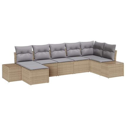 Trädgårdsoffset med kudde 7 pcs Beige konstrotting