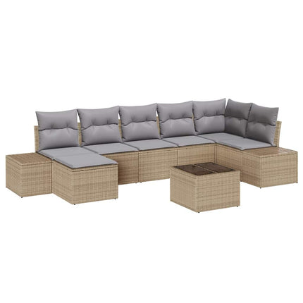 Trädgårdsoffset med kudde 8 pcs Beige konstrotting