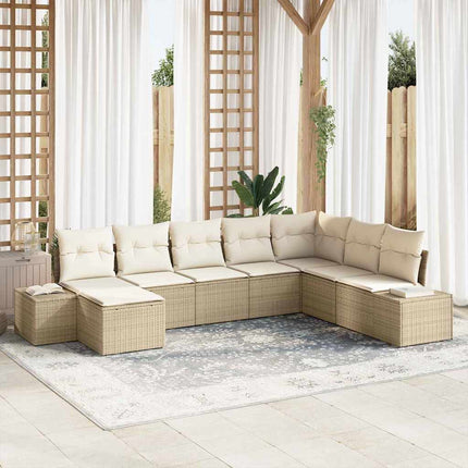 Trädgårdsoffset med kudde 8 pcs Beige konstrotting