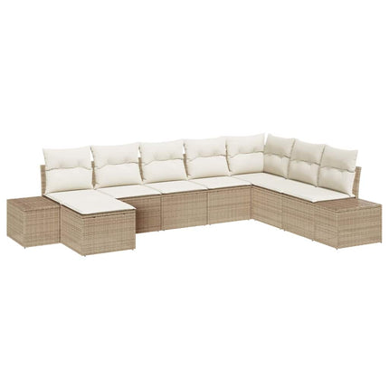 Trädgårdsoffset med kudde 8 pcs Beige konstrotting