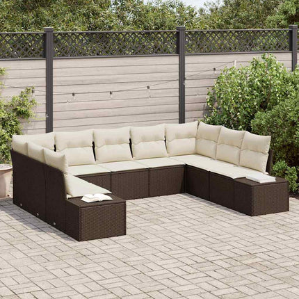Trädgårdsoffset med kudde 9 pcs Brun konstrotting
