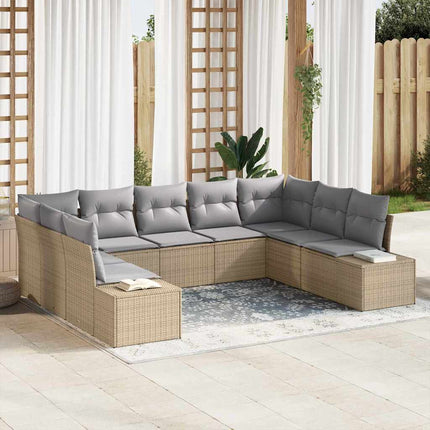 Trädgårdsoffset med kudde 9 pcs Beige konstrotting