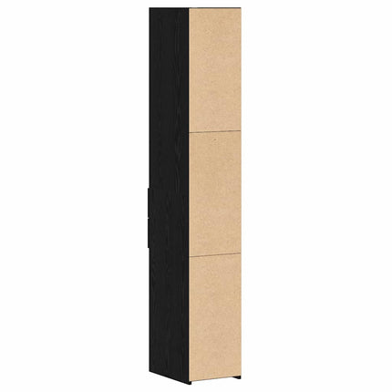 Bokhylla med låda Svart Ek 30 x 42.4 x 185.2 cm