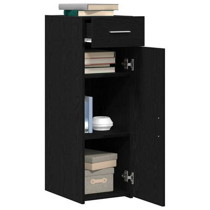 Sideboard med låda Svart Ek 30 x 42,5 x 93 cm