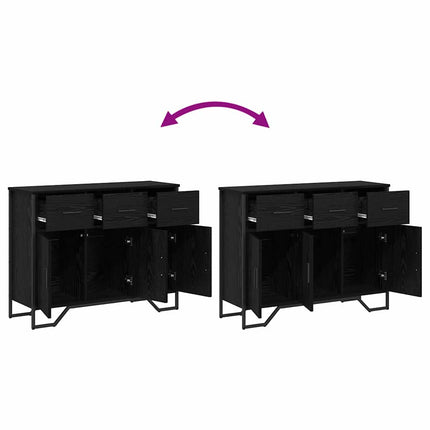 Sideboard med låda Svart Ek 97 x 32,5 x 74,5 cm