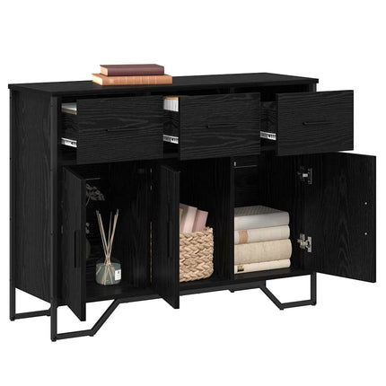 Sideboard med låda Svart Ek 97 x 32,5 x 74,5 cm