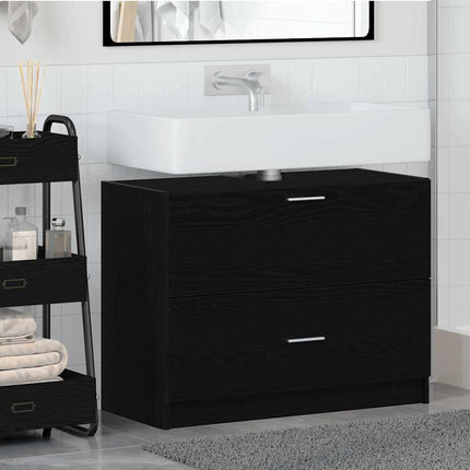 Badrumsskåp Svart Ek 78 x 37 x 59 cm Konstruerat trä